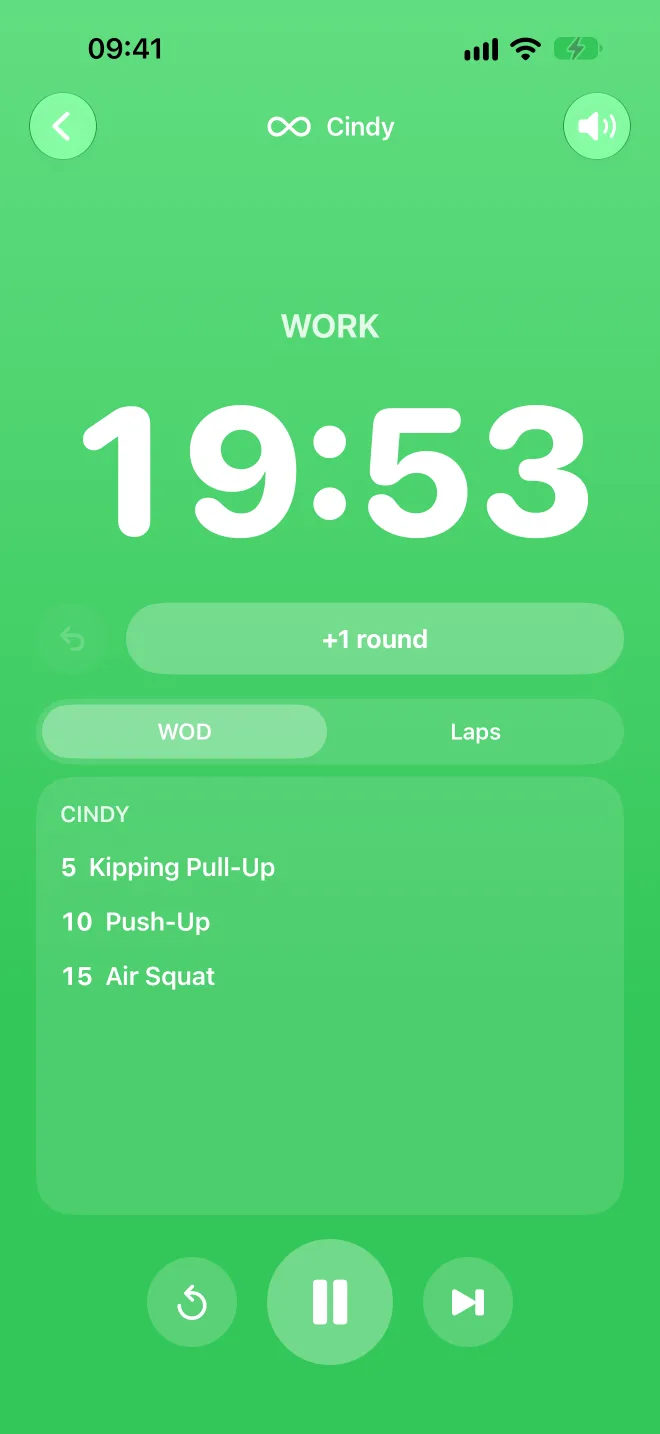 AMRAP timer running