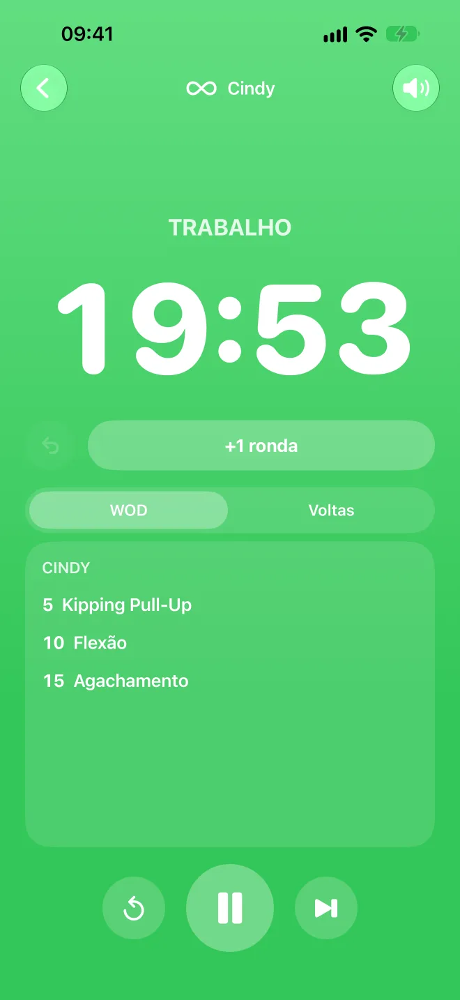 Cronómetro AMRAP a decorrer